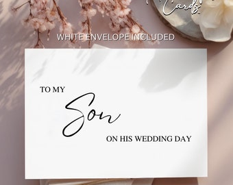 Tarjeta de boda para mi hijo - Madre del novio, diseño minimalista