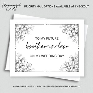 À mon futur beau-frère le jour de mon mariage, carte de mariage pour beau-frère