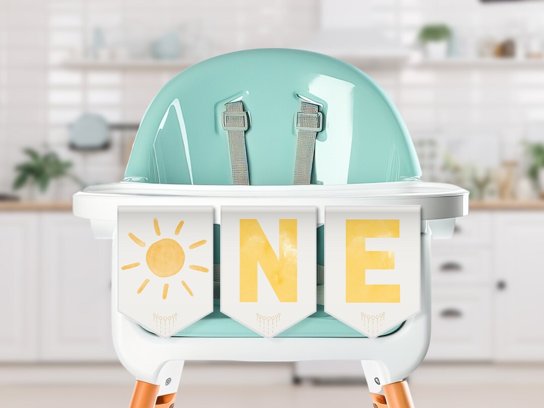 Sunshine High Chair Banner - 'Little Sunshine' First Birthday Decor With Velcro For Highchair (Yellow Sun Design) - View #11