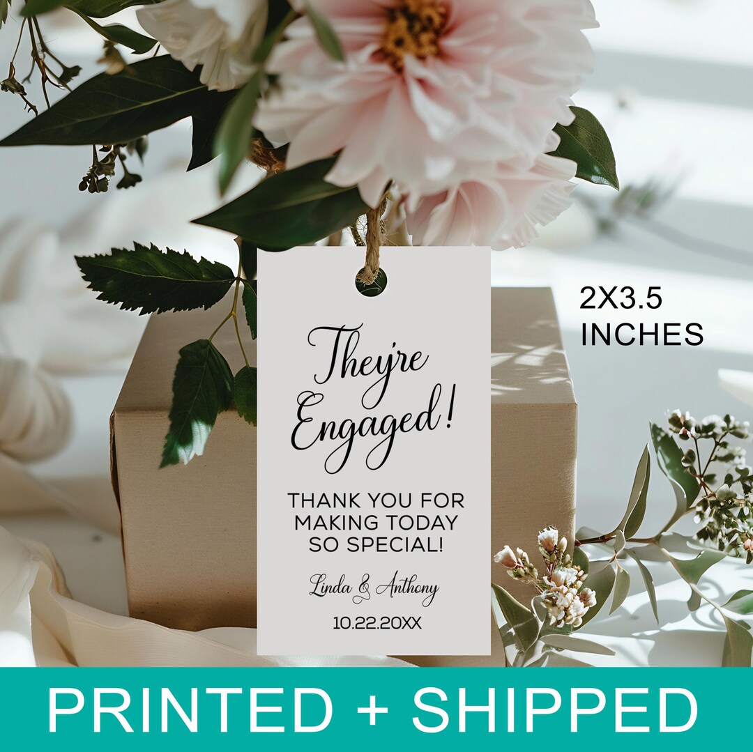 Engaged Tag They're Engaged Gift Tags (printed and Shipped) Personalized Engagement ...