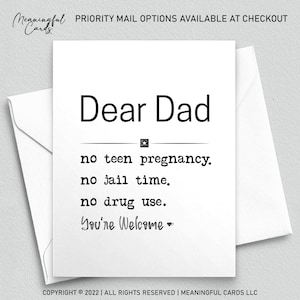 Snarky Father's Day Card, Funny Birthday Card for Dad | You're Welcome | Funny Father's Day Cards | Sarcastic Cards for Dad