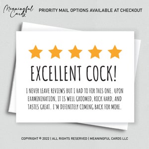 Cadeau d'anniversaire 5 étoiles Naughty Cock pour lui | Carte de Saint-Valentin sale pour petit ami | Carte d'anniversaire torride pour mari