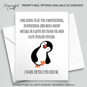 Carte d'encouragement, carte de rétablissement amusante, carte Je suis là pour vous, rupture, divorce, moments difficiles, mauvaise nouvelle
