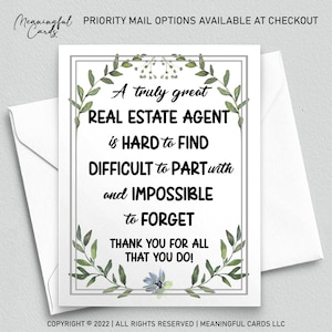 Carte de remerciement pour agent immobilier