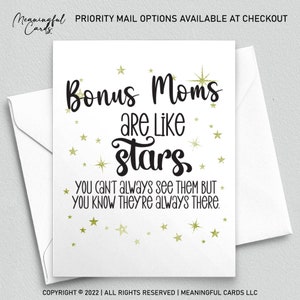 SOUSYOKYO Bonus Mom Christmas Card Gifts, Step Mom Gift Ideas, Thank You  Wallet Card for Stepmom from Daughter, I Love My Bonus Mother Wedding Day