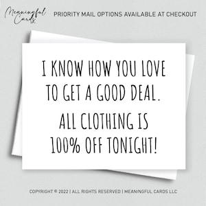 Naughty Clothing is 100% Off Tonight Anniversary Gift For Him Valentines Day Card For Men Naughty Birthday Card Boyfriend Husband