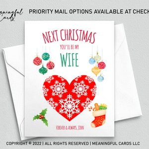 Carte de Noël pour fiancé future femme, Noël prochain, vous serez ma femme