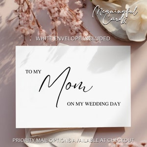 To my Mom on My Wedding Day - Minimalist Card for Mom and Dad on Wedding Day Card for Mother & Father