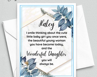 Personalized Daughter Card, Sentimental Message