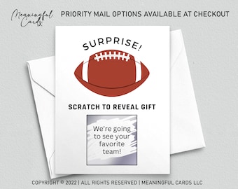 Custom Scratch Off Football Game Gift Card Personalized Gift Scratch Off Ticket, Surprise Ticket, Football Game Scratch Off Card, Custom