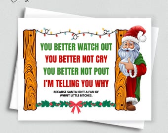 Snarky Santa Christmas Card, Funny Holiday Greeting