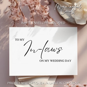 À mes beaux-parents le jour de mon mariage - Cadeau pour beaux-parents, carte de mariage minimaliste pour beaux-parents