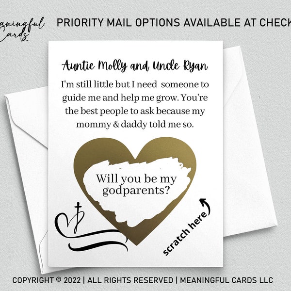 Godparents Proposal Scratch Off Card Poem - Personalized Will you be my Godparents - Godparents card for Aunt & Uncle