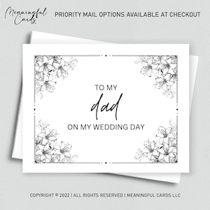 To my Dad on My Wedding Day - Card for Father of the Bride, Wedding Day Card for Father