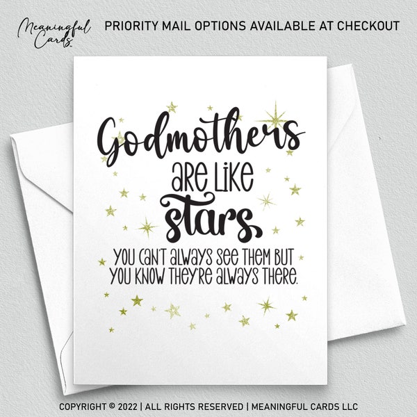 Godmother Card for Godmother - Godmothers are Like Stars, You Can't Always See Them But You Know They're Always There