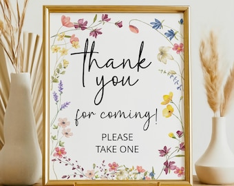 Wildflower Wedding Favor Sign Template: Customizable Printable (8x10, 5x7)