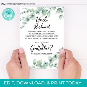 Você será meu padrinho editável para download para impressão, cartão de padrinho, download instantâneo de proposta de padrinho, download digital de poema de padrinho