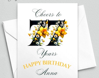 Personalized 77th Birthday Card: Floral Design