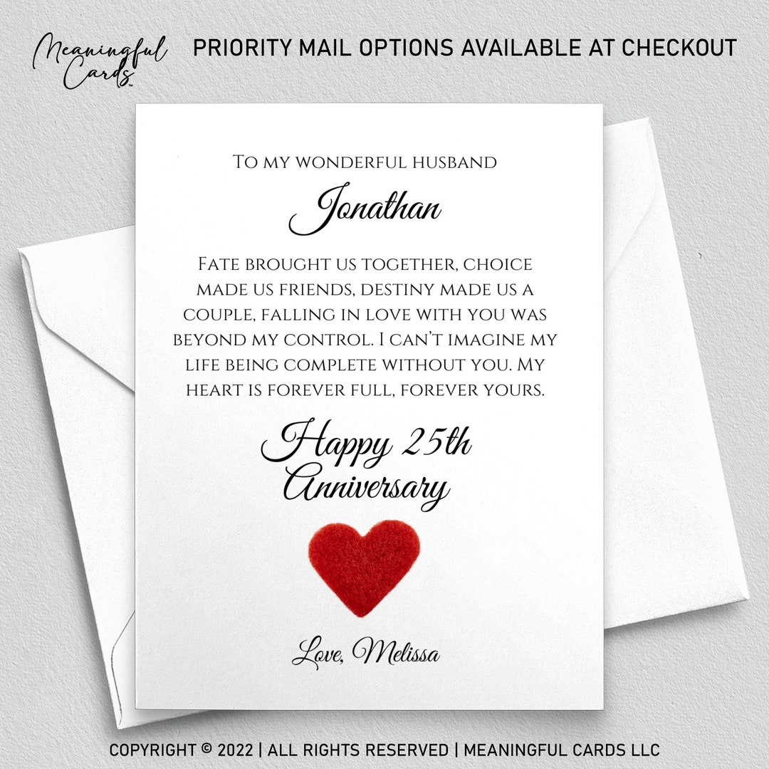 Custom Anniversary Card, Personalized Anniversary Card for Him