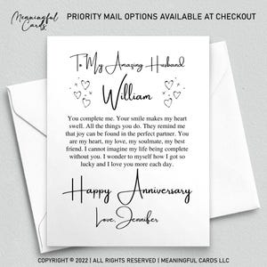Carte d'anniversaire personnalisée pour mari, cadeau d'anniversaire pour lui, carte d'anniversaire de mari, carte de 1er anniversaire de femme Noël