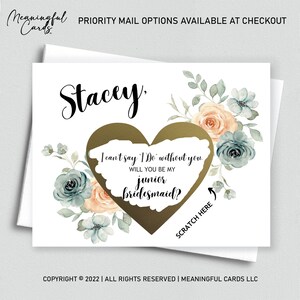 Carte personnalisée Serez-vous ma demoiselle d'honneur junior, cartes de proposition florales à gratter, carte de demoiselle d'honneur junior proposition de mariage