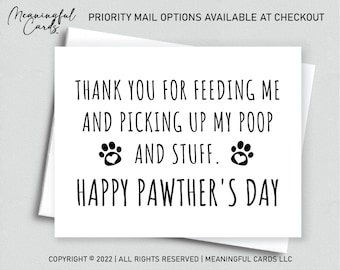 Funny Pet Father's Day Card, Dog Cat Dad, Pawther's Day Gift