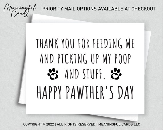 Funny Pet Father's Day Card, Dog Cat Dad, Pawther's Day Gift