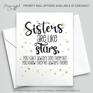 Sister Card for Sister - Sisters are Like Stars, You Can't Always See Them But You Know They're Always There