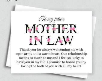 Future Mother in Law Mothers Day Gift, Fiance Mother Birthday Card, Fiances Mom Thoughtful Gift