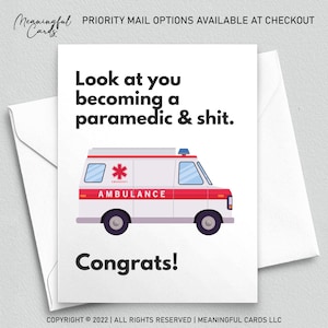 Paramedic Graduation Card, Emergency Services, Funny Congrats image 1