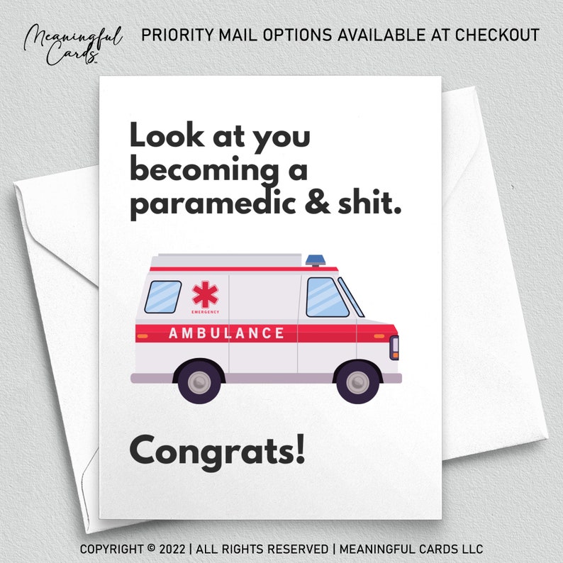 Paramedic Graduation Card, Emergency Services, Funny Congrats image 1