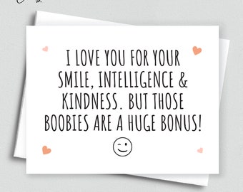 Naughty But Those Boobies Anniversary Gift For Her | Naughty Valentine’s Day Card For Wife Anniversary Card Naughty Birthday Card Girlfriend