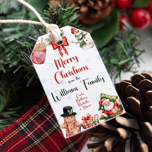 Editable Christmas favor tags holiday labels template instant digital download printable