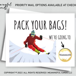 Faites votre valise Carte à gratter surprise voyage au ski, cadeau voyage au ski à gratter Surprise, carte vacances surprise Nous partons en voyage, neige