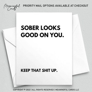 Sober Looks Good on You, Card for Sober Loved One in Recovery, Sobriety Gift for Men, Recovery Gifts for Men, Sober Card for Women