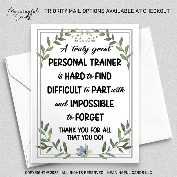 Personal Trainer Thank You Card for Personal Trainer