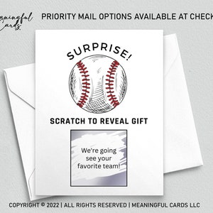 Carte-cadeau personnalisée à gratter pour un match de baseball, cadeau personnalisé Billet à gratter, Billet surprise, Carte à gratter pour match de baseball, Personnalisé