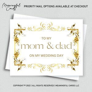 To my Parents on My Wedding Day - Card for Mom and Dad on Wedding Day Card for Mother & Father