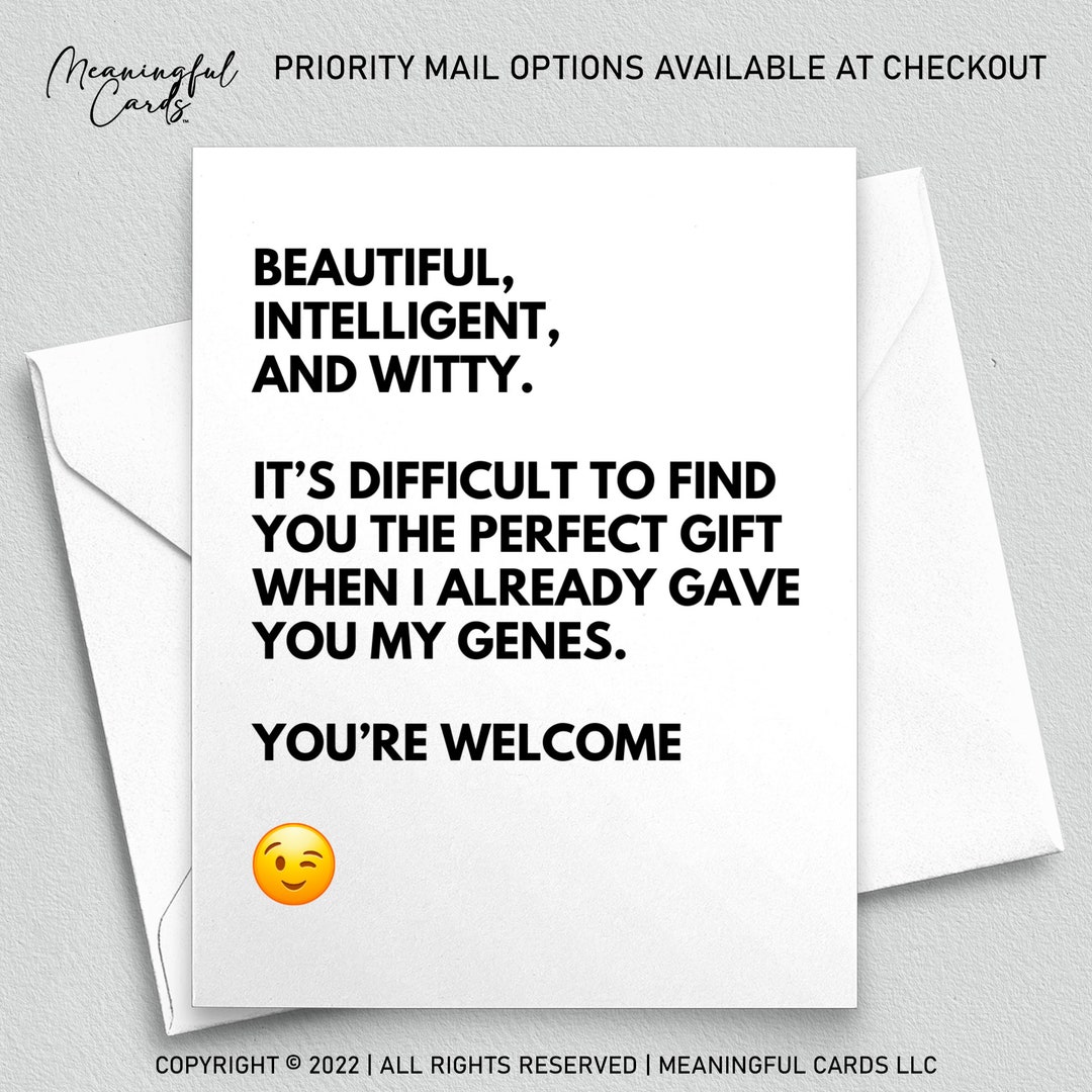 Funny Sarcastic Daughter Card, Funny Card From Mom Dad, Difficult to