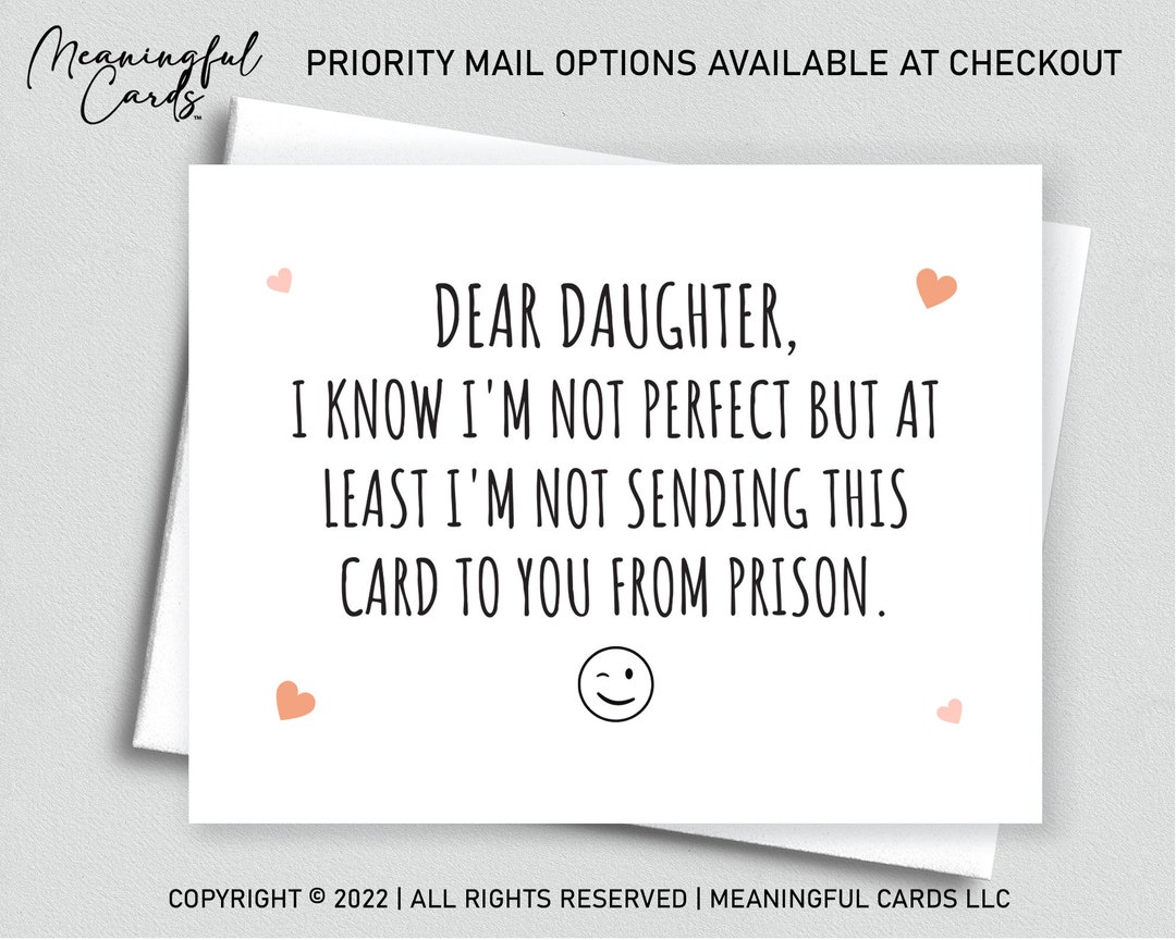 Funny Sarcastic Daughter Card Funny Card From Mom From Dad Etsy