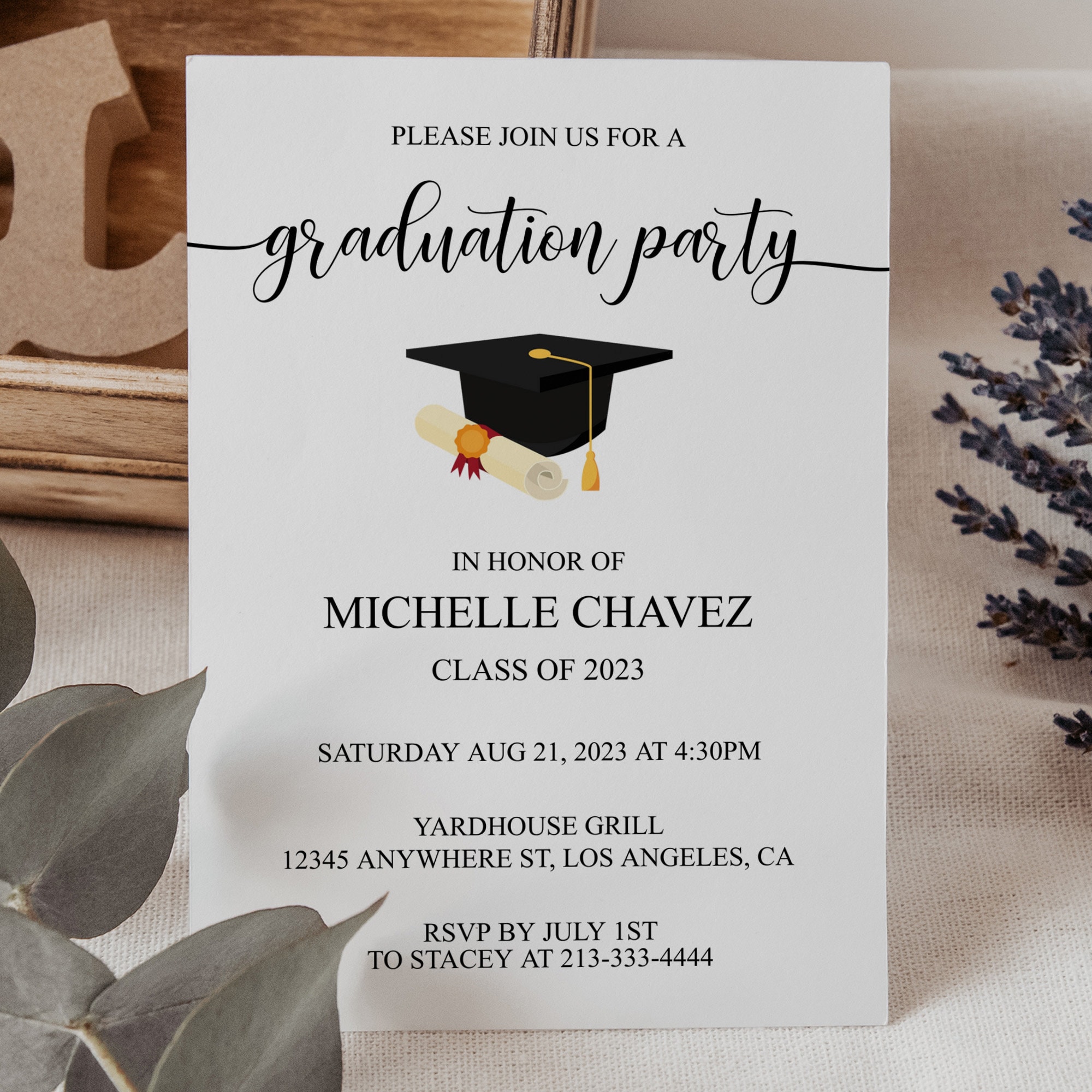 Minimalist Graduation Party Invitation Template, 5x7 (instant Download ...