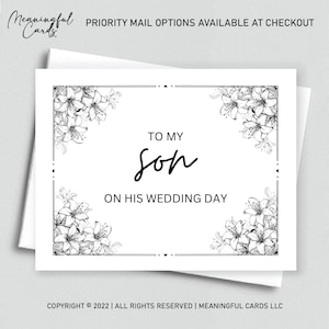 To my Son on His Wedding Day - Card from Mother of the Groom, Wedding Day Card for Son