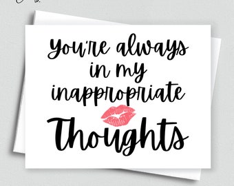 Naughty I Miss You card - You are in my thoughts - Sexy thinking of you card - Inappropriate thoughts
