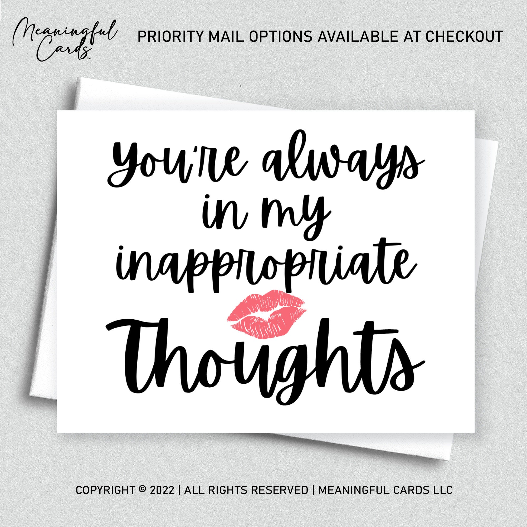 Naughty I Miss You card - You are in my thoughts - Sexy thinking of you card - Inappropriate thoughts