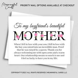 Cadeau fête des mères petit ami maman, carte d'anniversaire mère fiancé, carte de fête des mères maman petit ami, cadeau attentionné maman fiancé