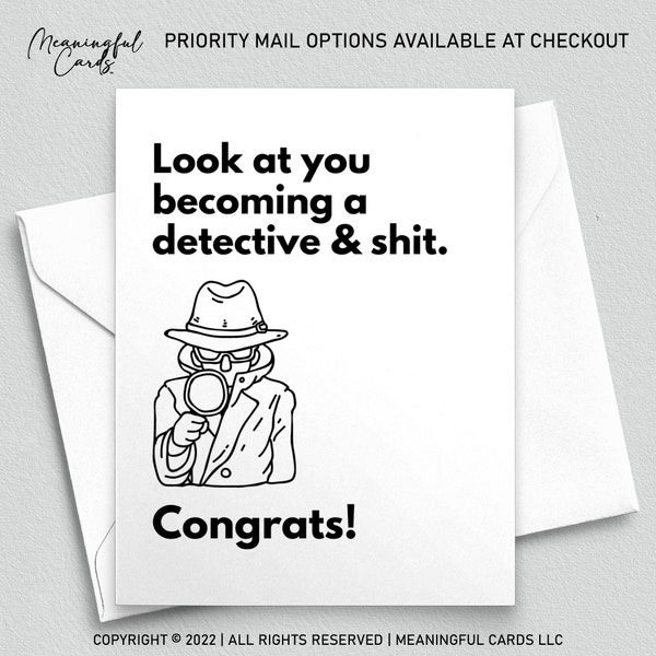 New Detective Promotion Card, Congrats Card for Detective Promotion, Look At You Becoming a Detective & Shit