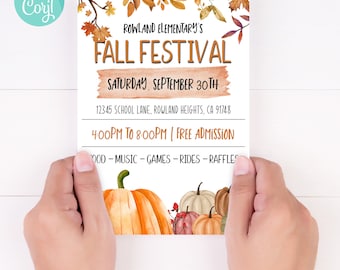 Editable Fall Festival Flyer, Harvest Invitation (Digital Download)