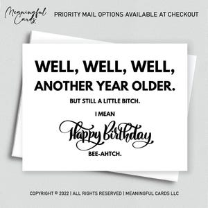 carte d'anniversaire drôle, carte d'anniversaire frère soeur grossière, carte d'anniversaire sarcastique, carte d'anniversaire hilarante, encore une petite garce