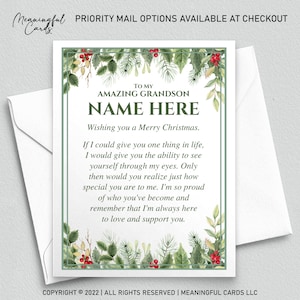 Carte de Noël personnalisée pour mon petit-fils de grand-mère/grand-père