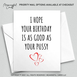 Carte d'anniversaire coquine pour elle | Un cadeau d'anniversaire aussi beau que votre chatte pour elle | Carte coquine pour femme